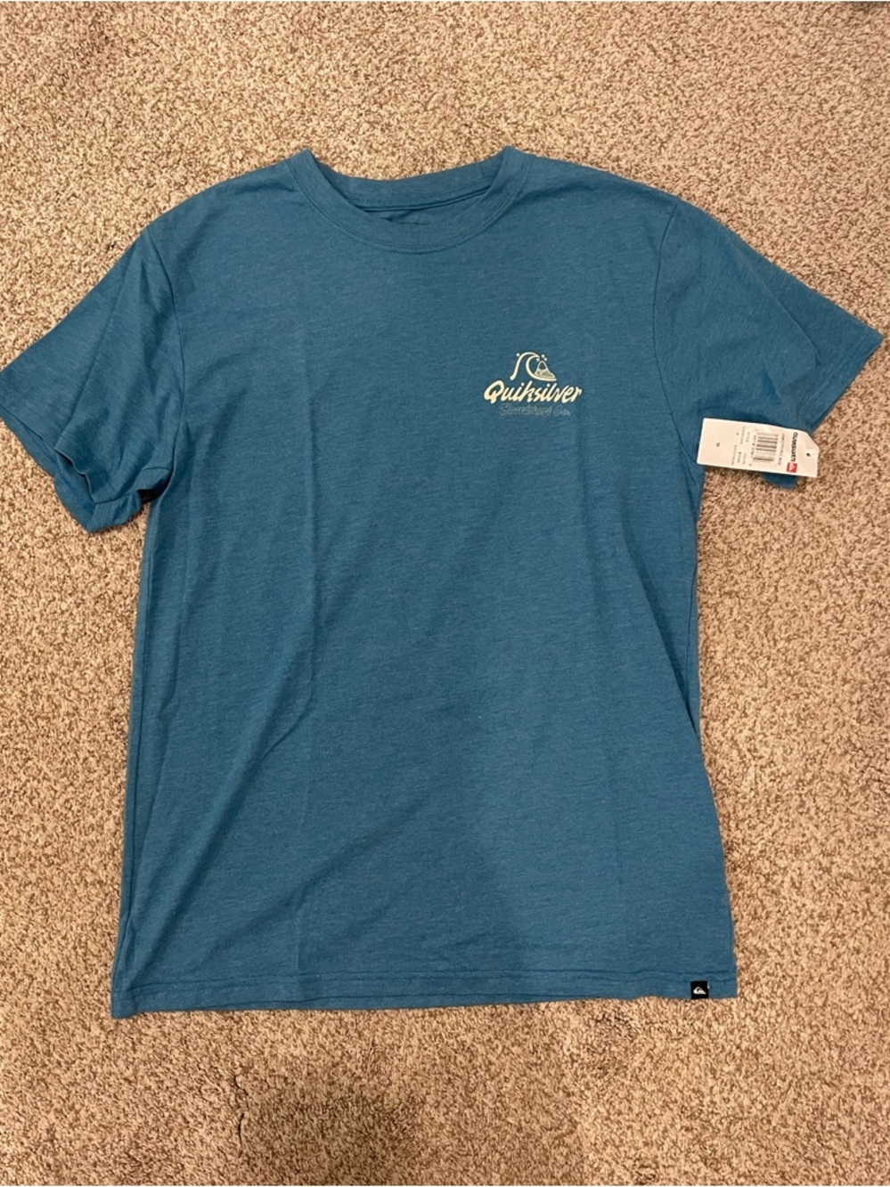 NWT Quiksilver Vallarta Blue Heather Graphic Short Sleeve Tee